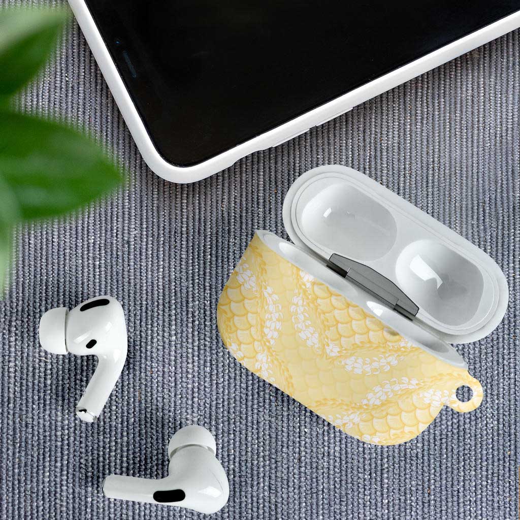 Pastel Yellow Mermaid Puakenikeni Maile Lei AirPods Case