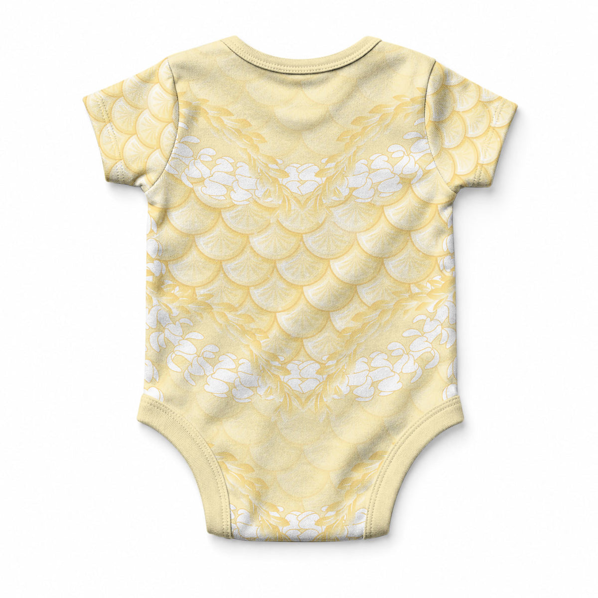 Pastel Yellow Mermaid Puakenikeni Maile Lei Baby Onesie LT01 - Polynesian Pride