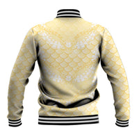 Pastel Yellow Mermaid Puakenikeni Maile Lei Baseball Jacket