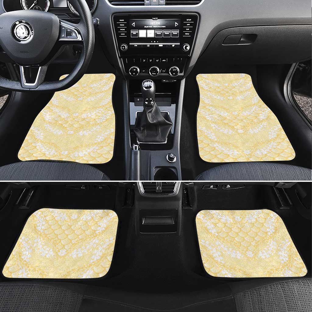 Pastel Yellow Mermaid Puakenikeni Maile Lei Car Mats LT01 Set 4pcs Yellow - Polynesian Pride