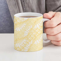 Pastel Yellow Mermaid Puakenikeni Maile Lei Ceramic Mug
