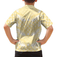 Pastel Yellow Mermaid Puakenikeni Maile Lei Family Matching Puletasi and Hawaiian Shirt LT01 - Polynesian Pride
