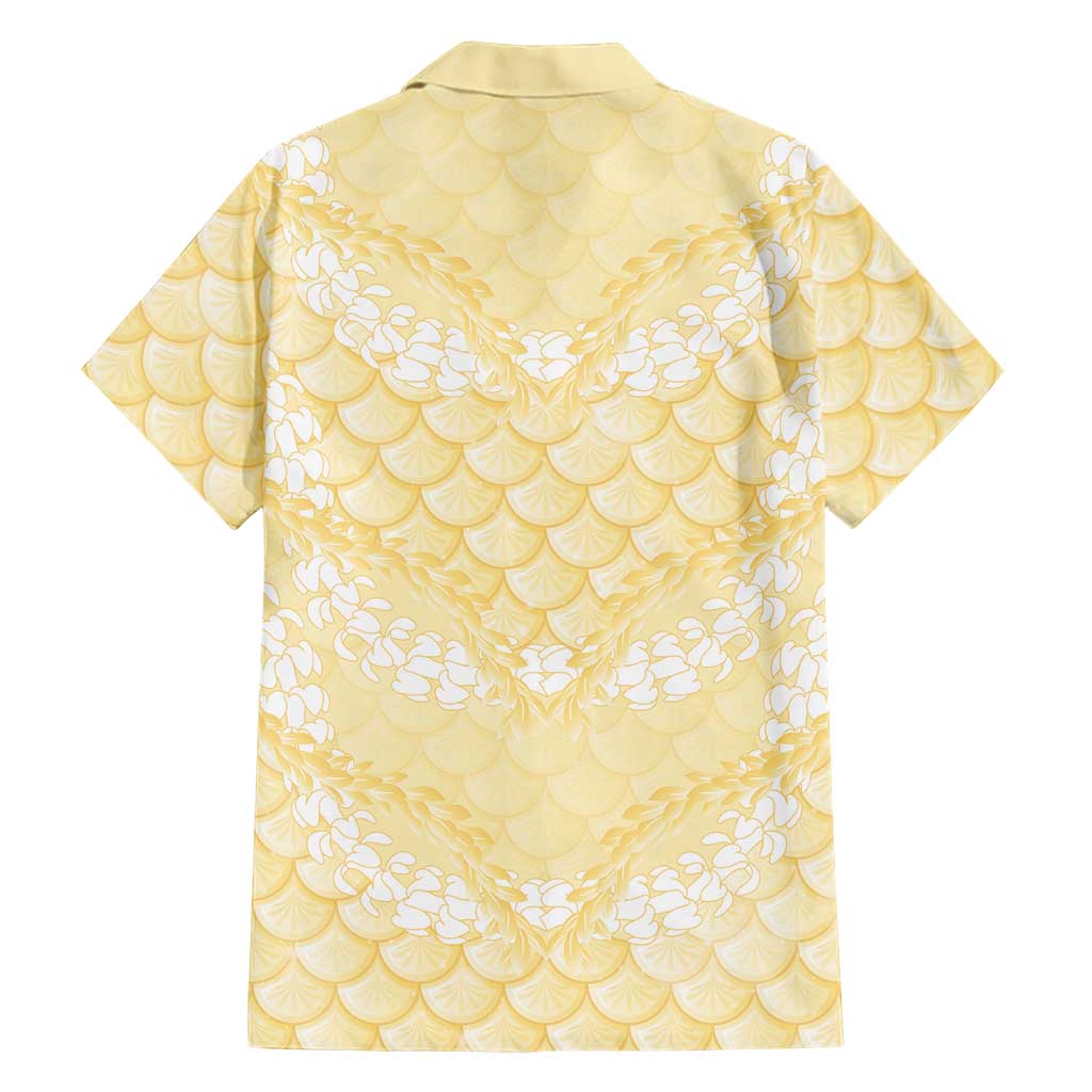 Pastel Yellow Mermaid Puakenikeni Maile Lei Family Matching Summer Maxi Dress and Hawaiian Shirt LT01 - Polynesian Pride
