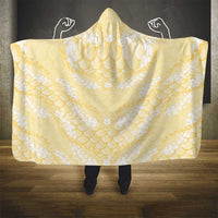 Pastel Yellow Mermaid Puakenikeni Maile Lei Hooded Blanket