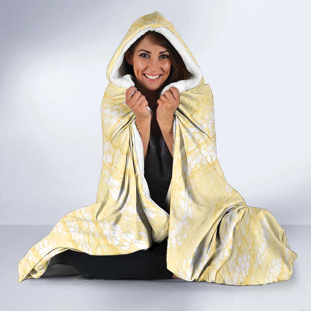 Pastel Yellow Mermaid Puakenikeni Maile Lei Hooded Blanket