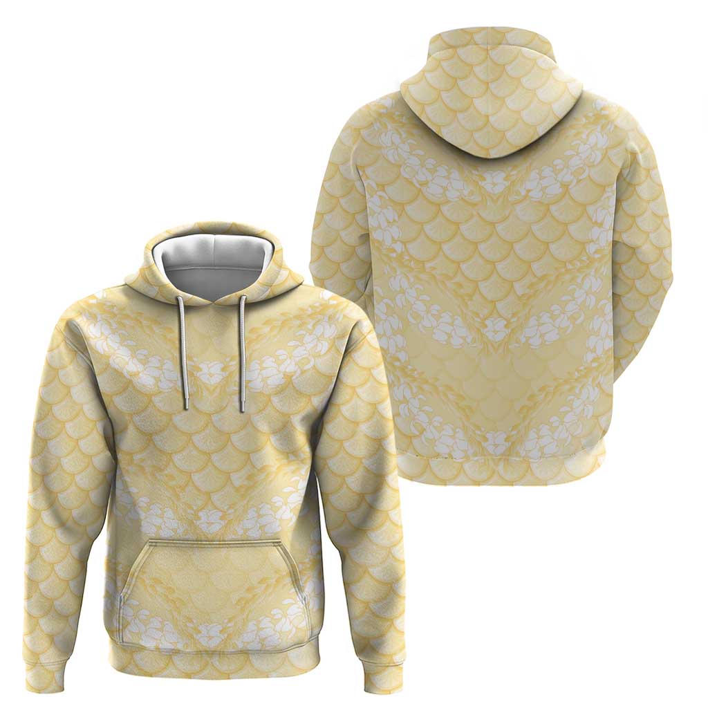 Pastel Yellow Mermaid Puakenikeni Maile Lei Hoodie