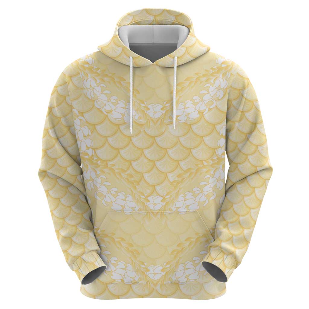 Pastel Yellow Mermaid Puakenikeni Maile Lei Hoodie