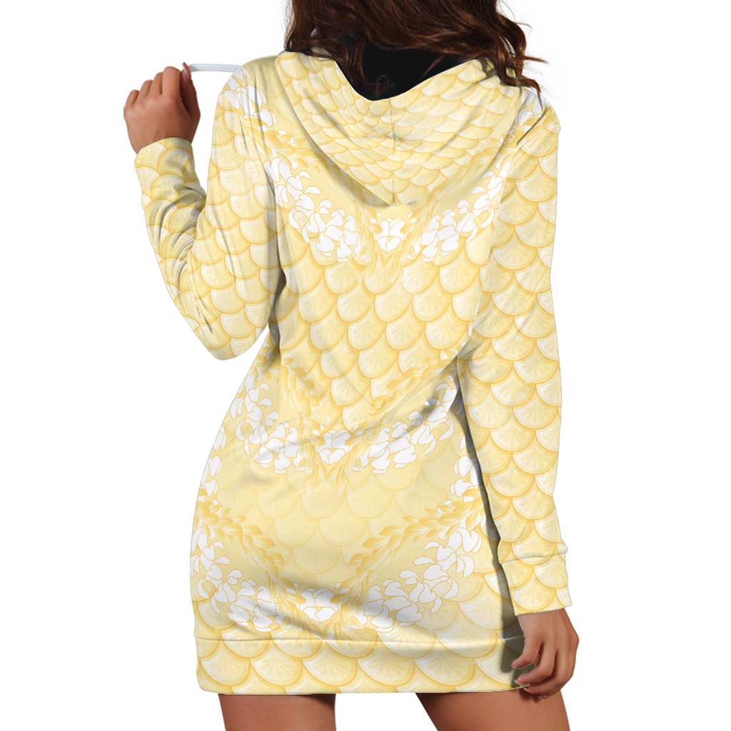 Pastel Yellow Mermaid Puakenikeni Maile Lei Hoodie Dress