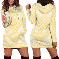 Pastel Yellow Mermaid Puakenikeni Maile Lei Hoodie Dress