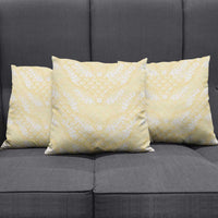 Pastel Yellow Mermaid Puakenikeni Maile Lei Pillow Cover