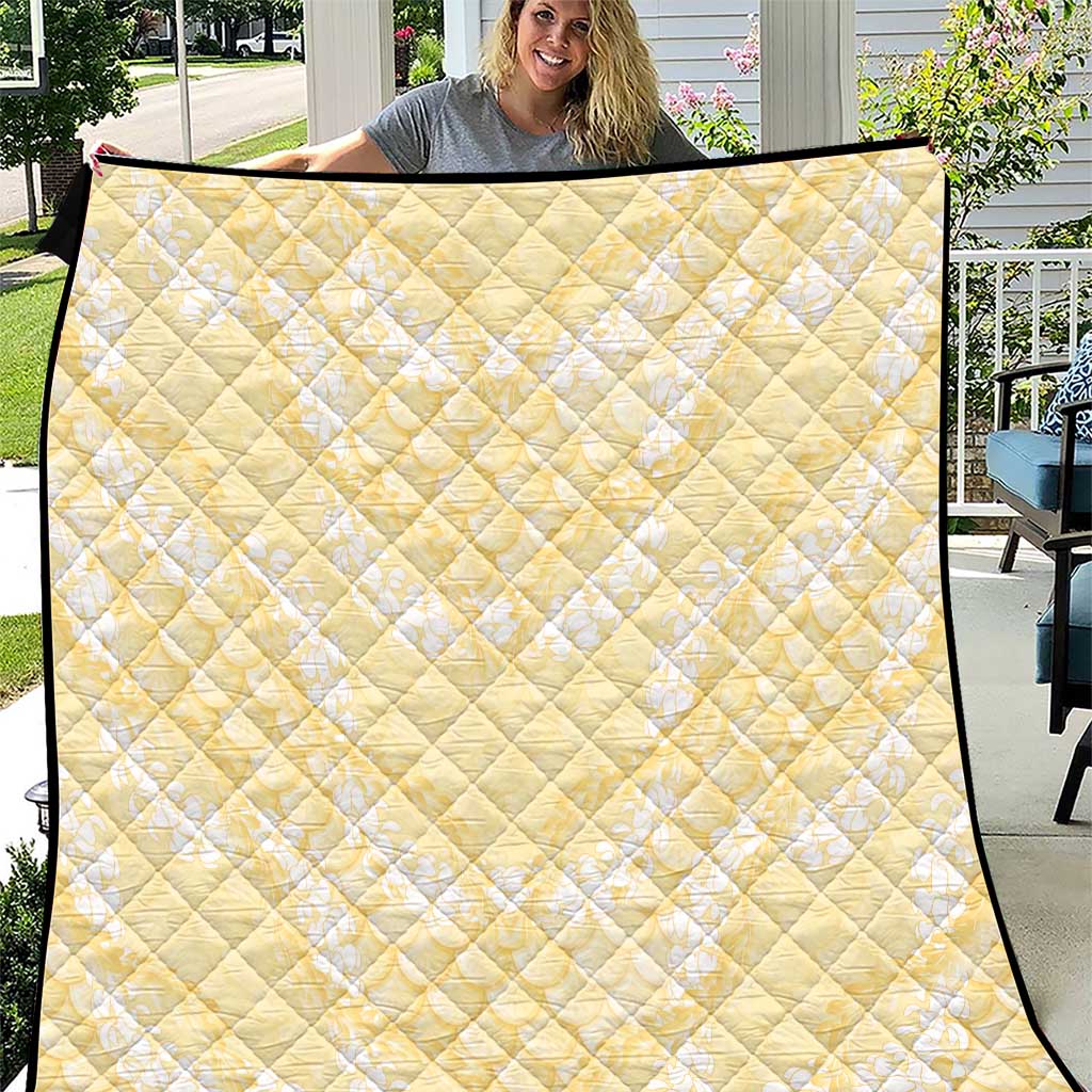 Pastel Yellow Mermaid Puakenikeni Maile Lei Quilt