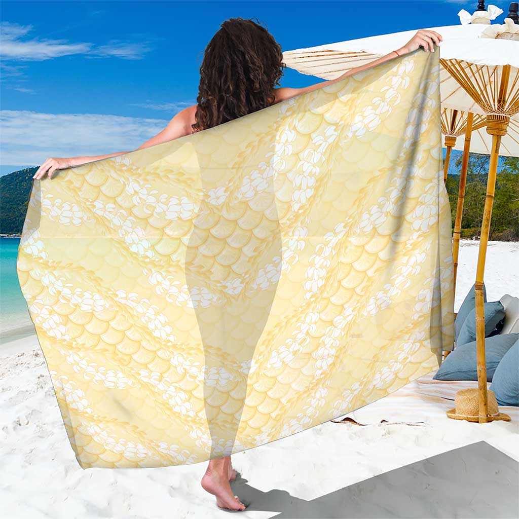 Pastel Yellow Mermaid Puakenikeni Maile Lei Sarong