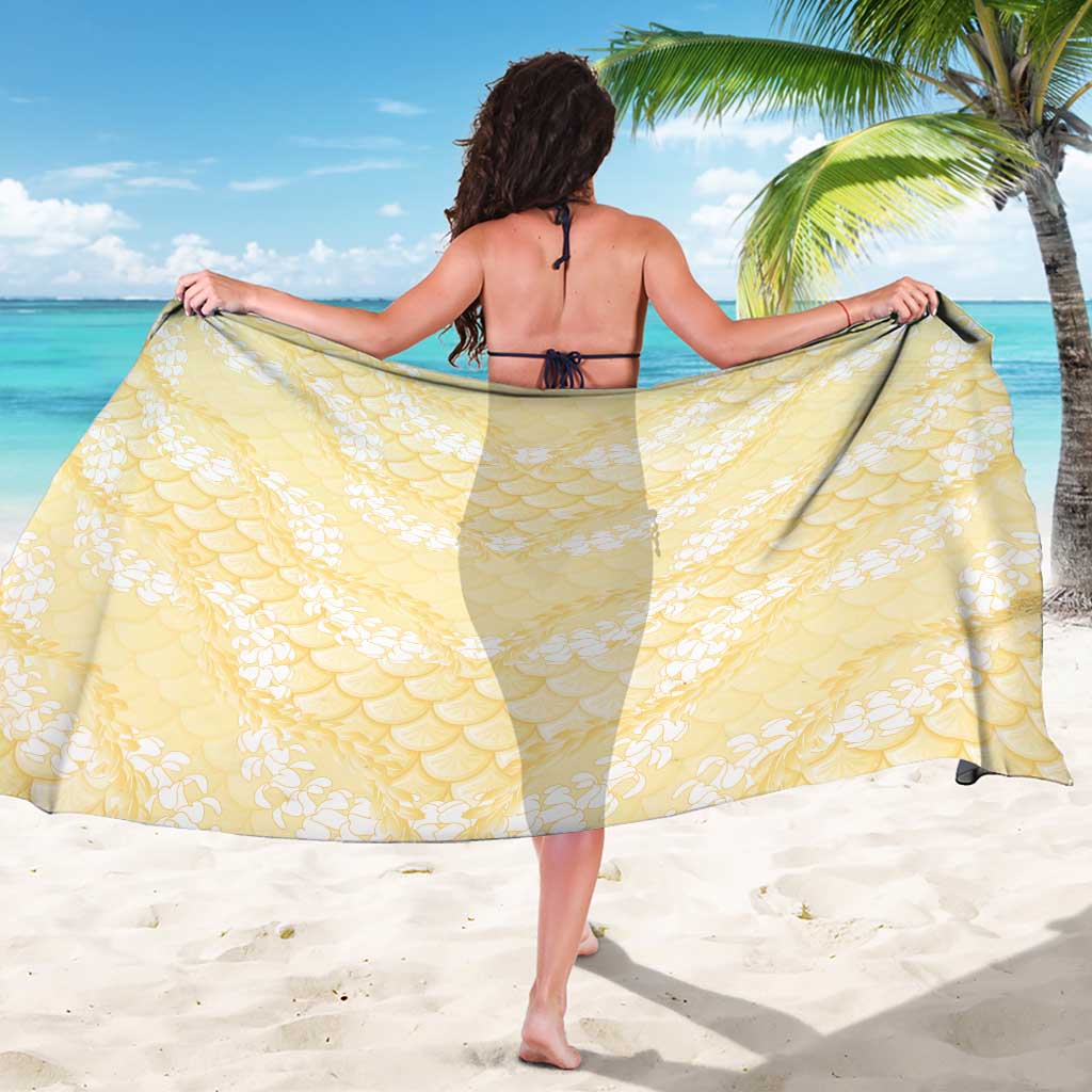 Pastel Yellow Mermaid Puakenikeni Maile Lei Sarong