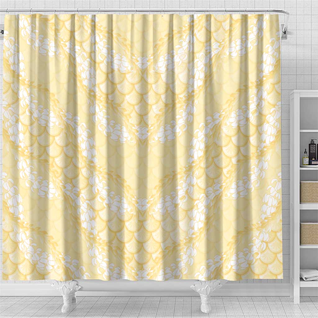 Pastel Yellow Mermaid Puakenikeni Maile Lei Shower Curtain
