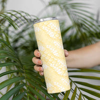 Pastel Yellow Mermaid Puakenikeni Maile Lei Skinny Tumbler