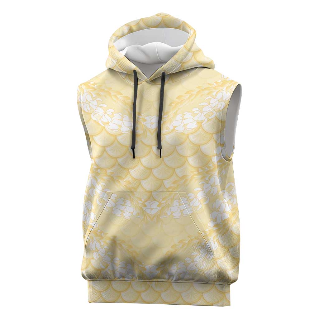 Pastel Yellow Mermaid Puakenikeni Maile Lei Sleeveless Hoodie