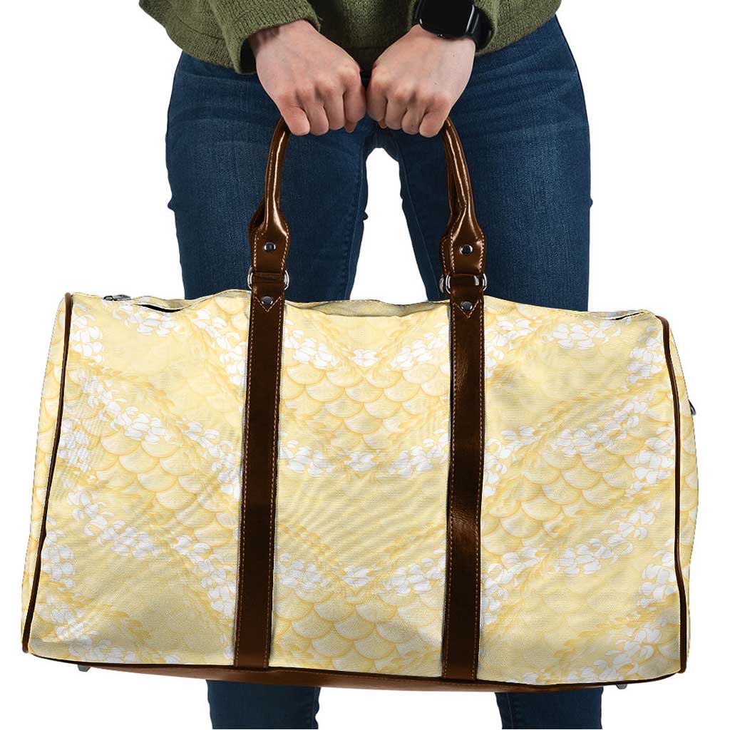 Pastel Yellow Mermaid Puakenikeni Maile Lei Travel Bag