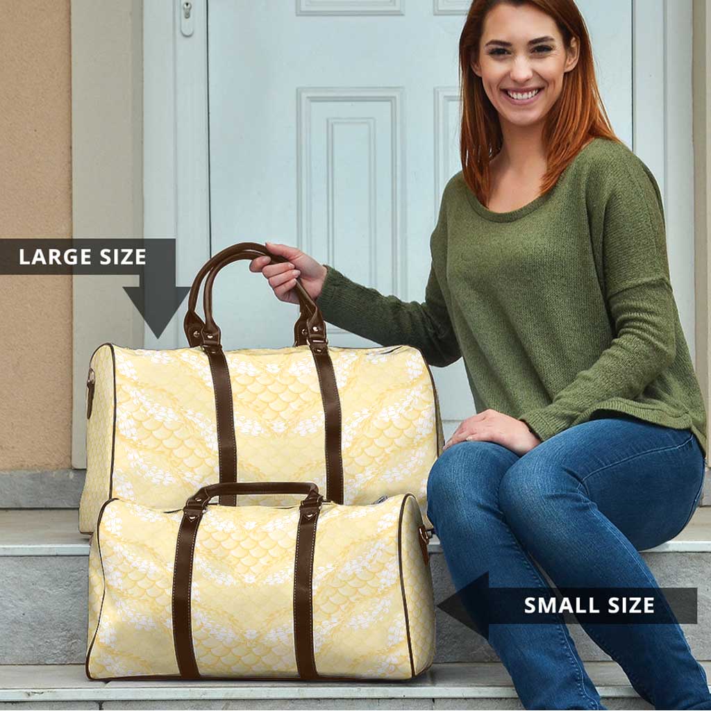 Pastel Yellow Mermaid Puakenikeni Maile Lei Travel Bag