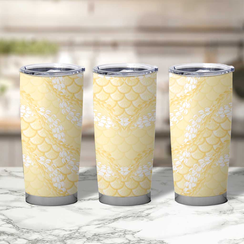 Pastel Yellow Mermaid Puakenikeni Maile Lei Tumbler Cup