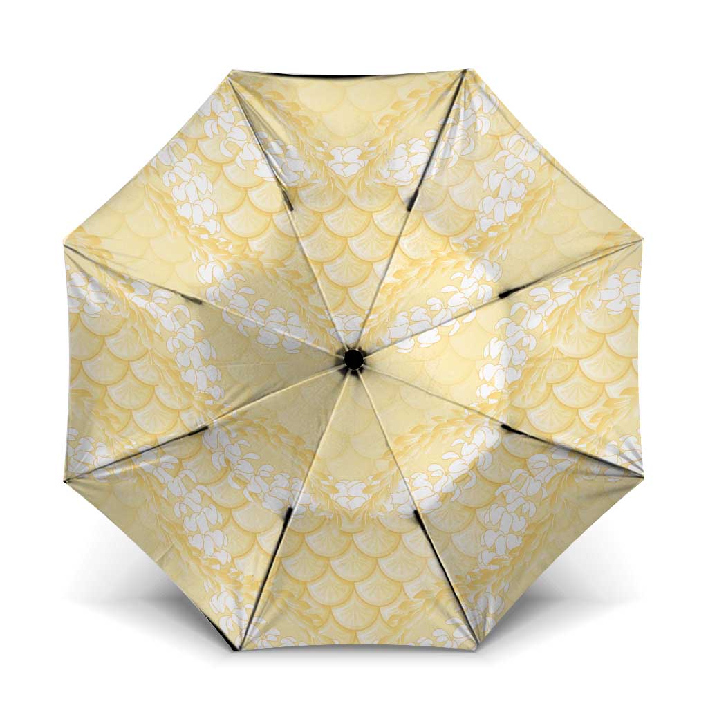 Pastel Yellow Mermaid Puakenikeni Maile Lei Umbrella LT01 One Size Folded 11.42 inch Opened Diameter 37.4 inch Yellow - Polynesian Pride