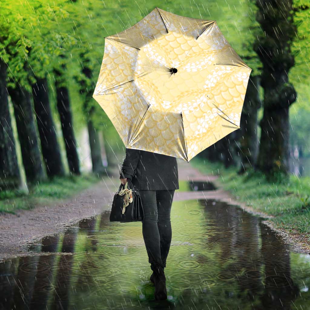 Pastel Yellow Mermaid Puakenikeni Maile Lei Umbrella LT01 - Polynesian Pride