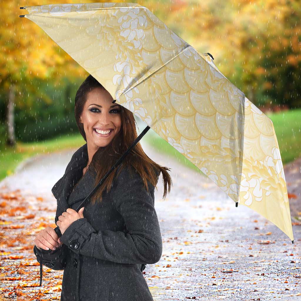 Pastel Yellow Mermaid Puakenikeni Maile Lei Umbrella LT01 - Polynesian Pride