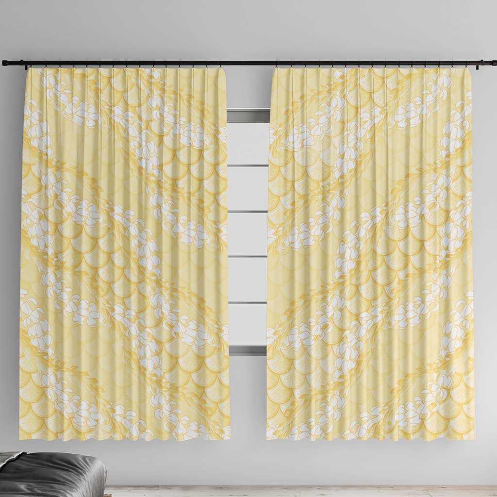 Pastel Yellow Mermaid Puakenikeni Maile Lei Window Curtain