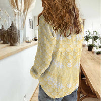 Pastel Yellow Mermaid Puakenikeni Maile Lei Women Casual Shirt