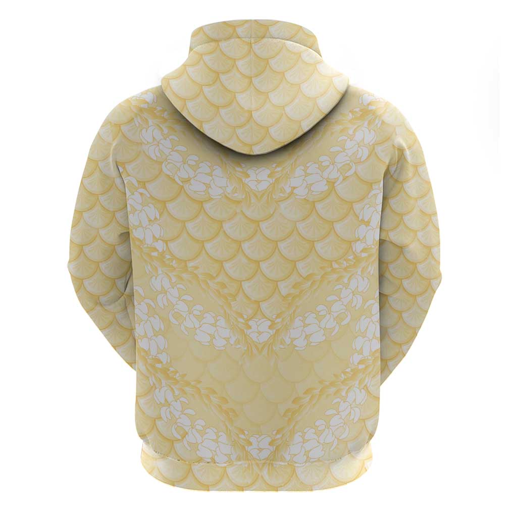Pastel Yellow Mermaid Puakenikeni Maile Lei Zip Hoodie