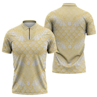 Pastel Yellow Mermaid Puakenikeni Maile Lei Zipper Polo Shirt