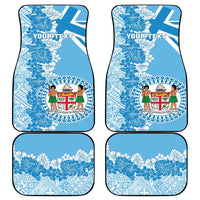Personalised Fiji Day Car Mats Fijian Map Hibiscus Tapa Pattern