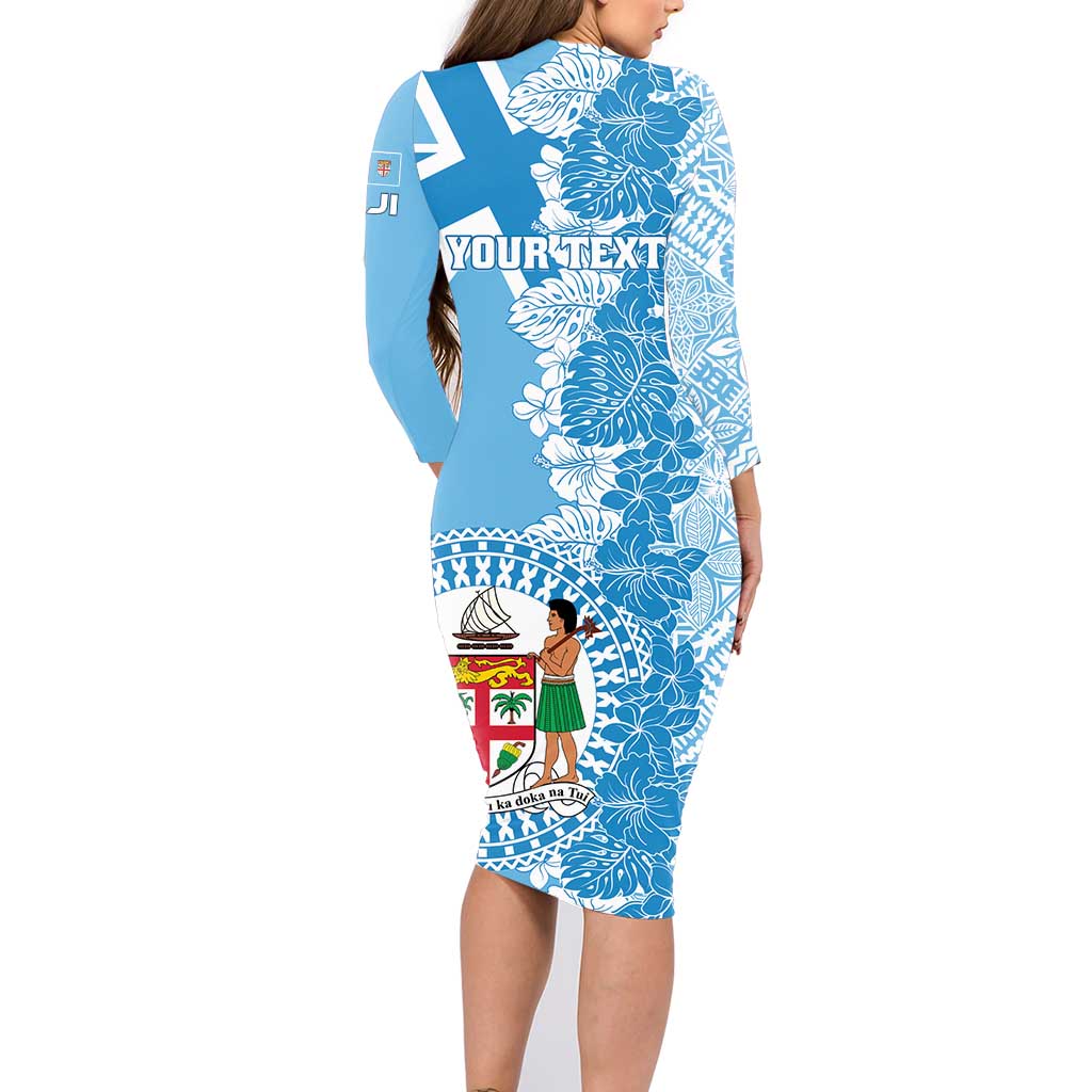 Personalised Fiji Day Family Matching Long Sleeve Bodycon Dress and Hawaiian Shirt Fijian Map Hibiscus Tapa Pattern LT01 - Polynesian Pride