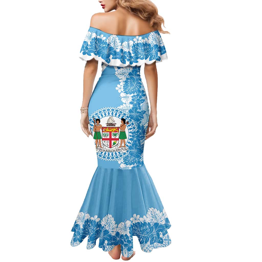 Personalised Fiji Day Family Matching Mermaid Dress and Hawaiian Shirt Fijian Map Hibiscus Tapa Pattern LT01 - Polynesian Pride