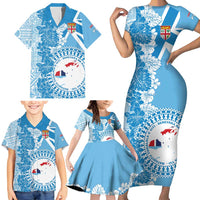 Personalised Fiji Day Family Matching Short Sleeve Bodycon Dress and Hawaiian Shirt Fijian Map Hibiscus Tapa Pattern LT01 - Polynesian Pride