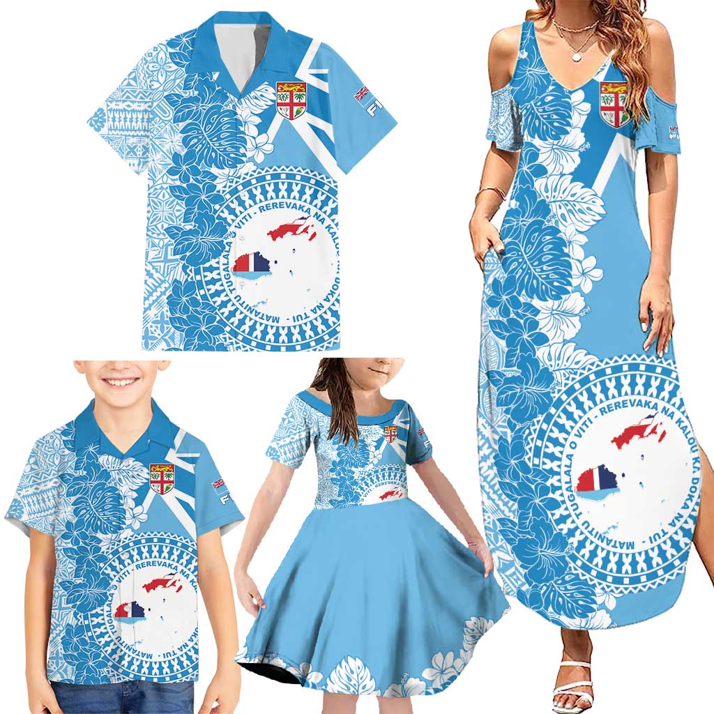 Personalised Fiji Day Family Matching Summer Maxi Dress and Hawaiian Shirt Fijian Map Hibiscus Tapa Pattern LT01 - Polynesian Pride