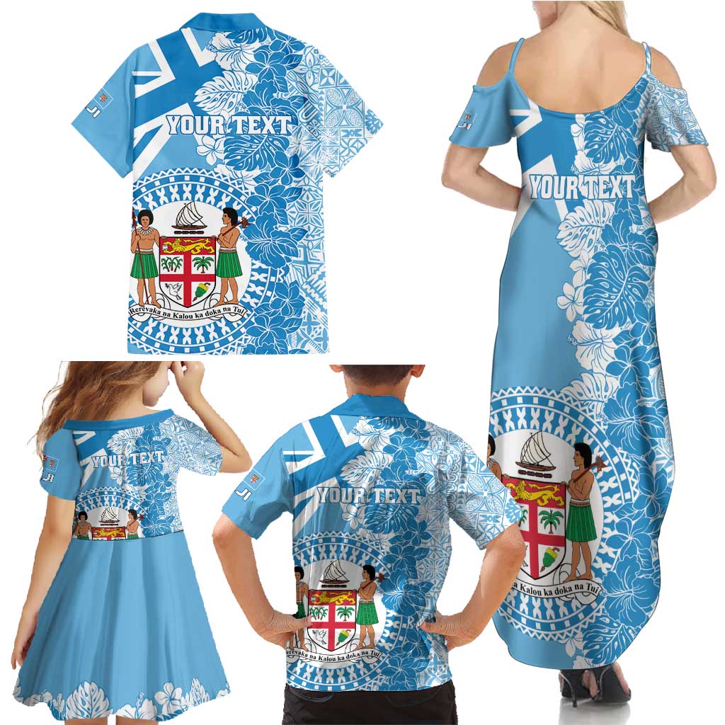 Personalised Fiji Day Family Matching Summer Maxi Dress and Hawaiian Shirt Fijian Map Hibiscus Tapa Pattern LT01 - Polynesian Pride