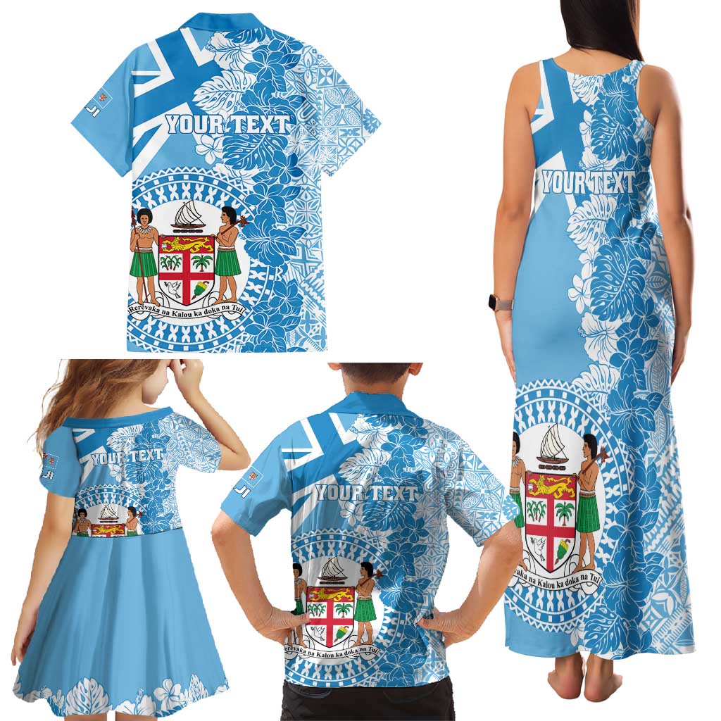 Personalised Fiji Day Family Matching Tank Maxi Dress and Hawaiian Shirt Fijian Map Hibiscus Tapa Pattern LT01 - Polynesian Pride