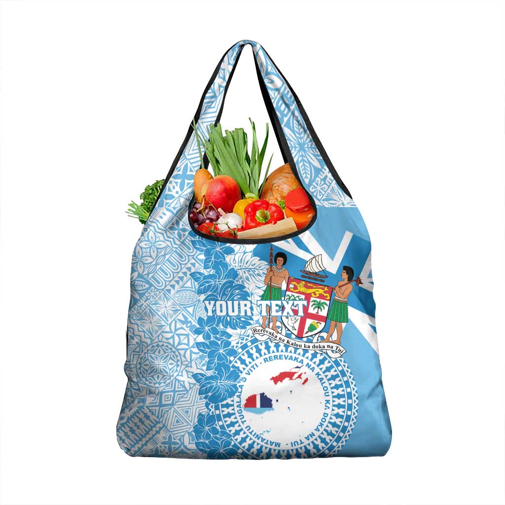 Fiji Day Grocery Bag Fijian Map Hibiscus Tapa Pattern