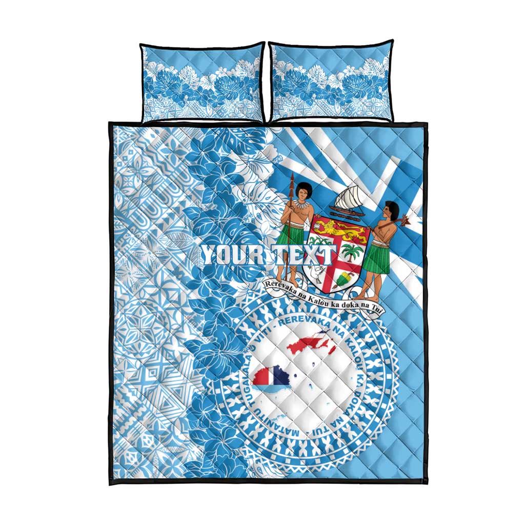 Personalised Fiji Day Quilt Bed Set Fijian Map Hibiscus Tapa Pattern
