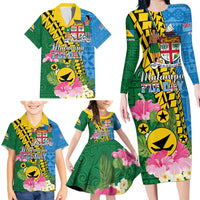 Personalised Malampa Fiji Day Family Matching Long Sleeve Bodycon Dress and Hawaiian Shirt Tropical Tapa Pattern LT01 - Polynesian Pride