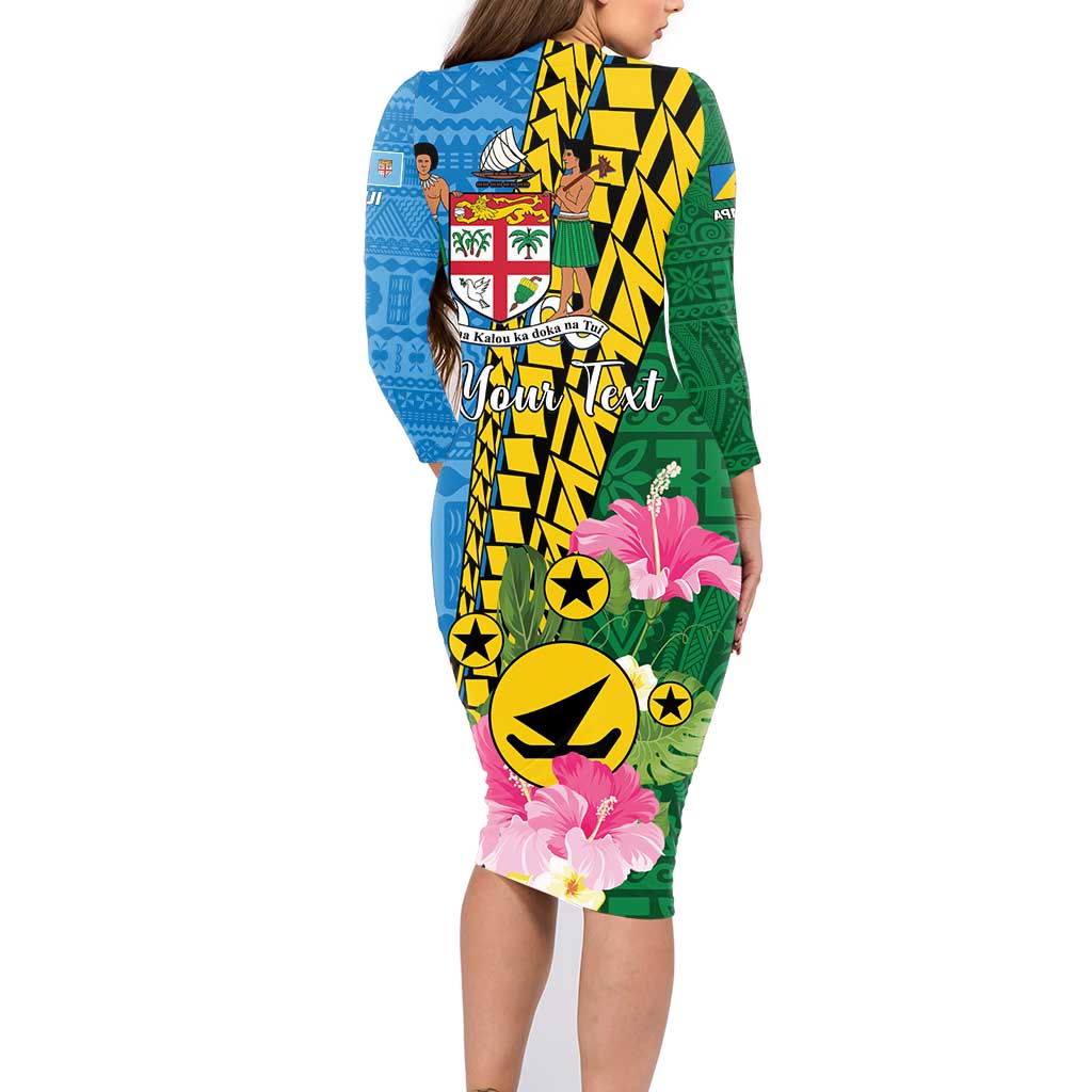 Personalised Malampa Fiji Day Family Matching Long Sleeve Bodycon Dress and Hawaiian Shirt Tropical Tapa Pattern LT01 - Polynesian Pride
