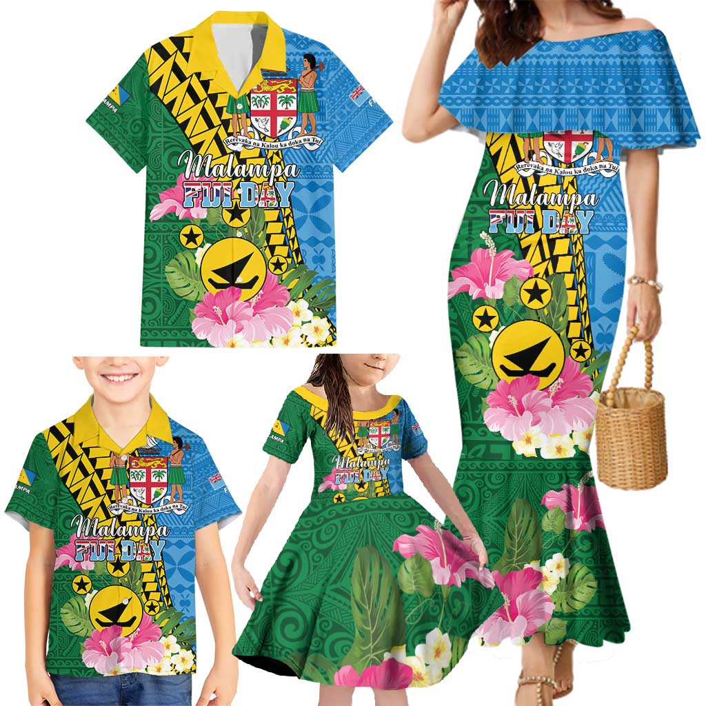 Personalised Malampa Fiji Day Family Matching Mermaid Dress and Hawaiian Shirt Tropical Tapa Pattern LT01 - Polynesian Pride