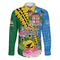 Personalised Malampa Fiji Day Family Matching Mermaid Dress and Hawaiian Shirt Tropical Tapa Pattern LT01 Dad's Shirt - Long Sleeve Art - Polynesian Pride