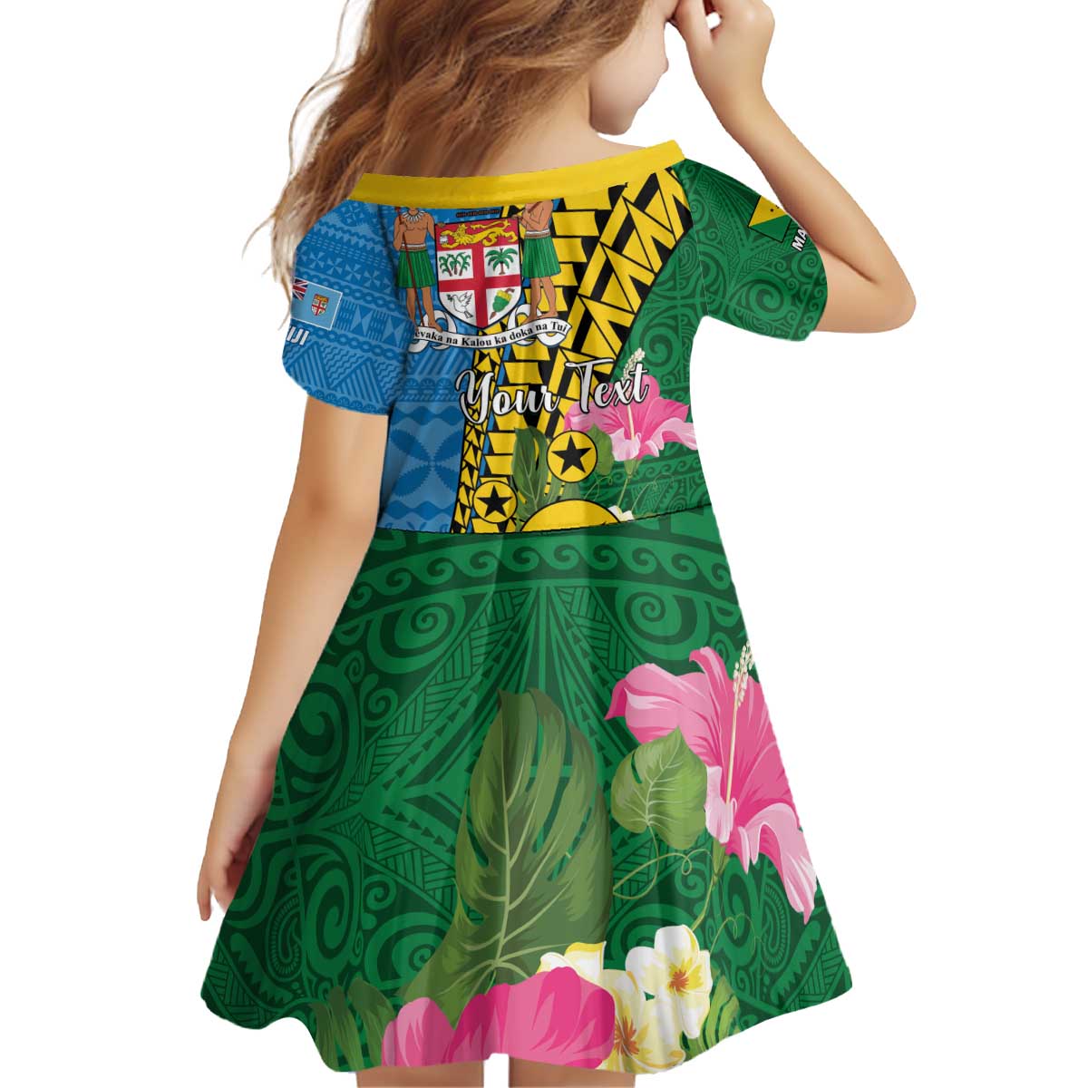 Personalised Malampa Fiji Day Family Matching Off Shoulder Short Dress and Hawaiian Shirt Tropical Tapa Pattern LT01 - Polynesian Pride