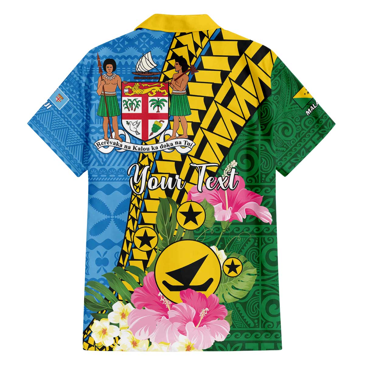 Personalised Malampa Fiji Day Family Matching Off Shoulder Short Dress and Hawaiian Shirt Tropical Tapa Pattern LT01 - Polynesian Pride