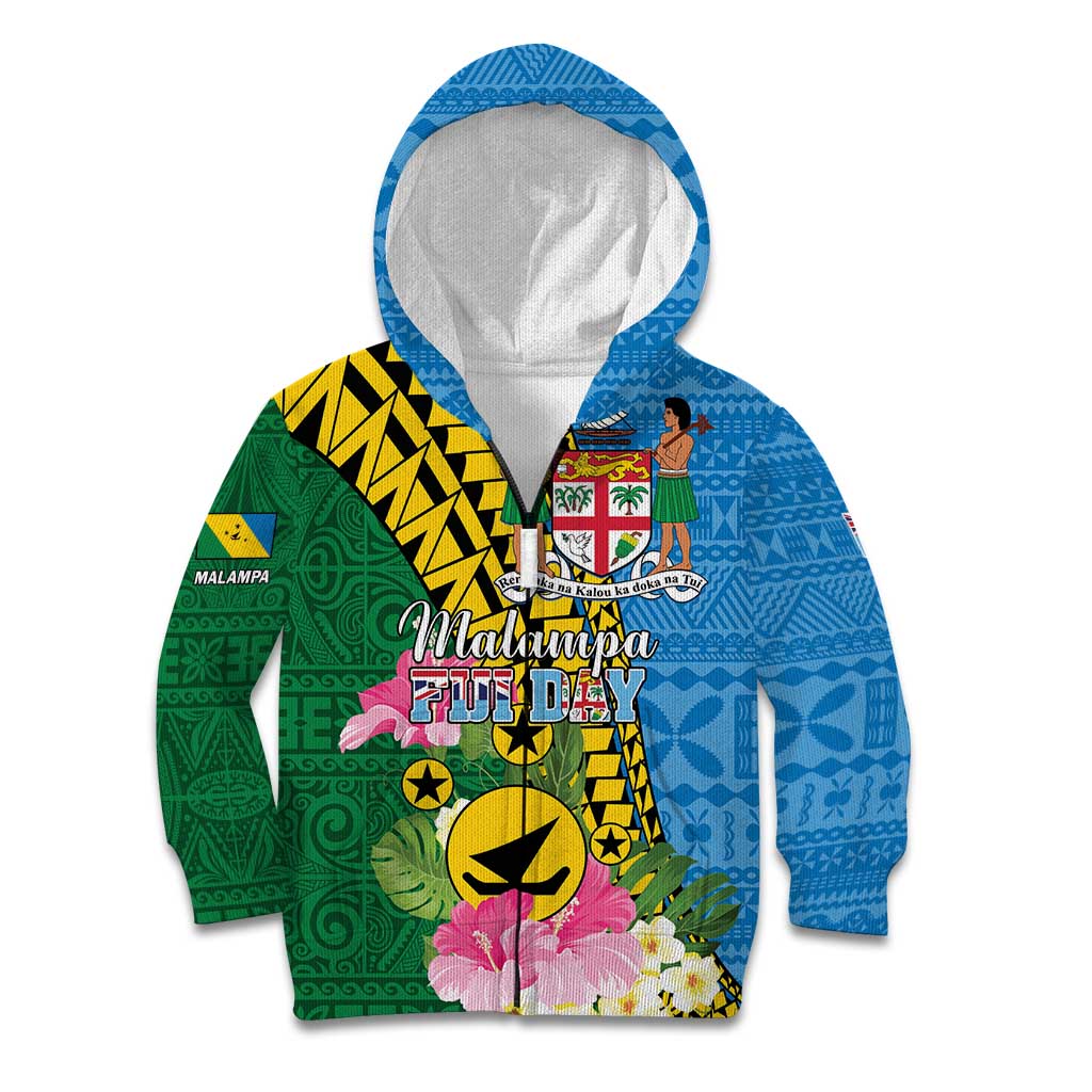Personalised Malampa Fiji Day Kid Hoodie Tropical Tapa Pattern LT01 Zip Hoodie Art - Polynesian Pride