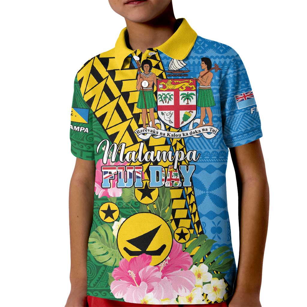 Personalised Malampa Fiji Day Kid Polo Shirt Tropical Tapa Pattern