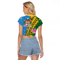 Personalised Malampa Fiji Day Raglan Cropped T Shirt Tropical Tapa Pattern