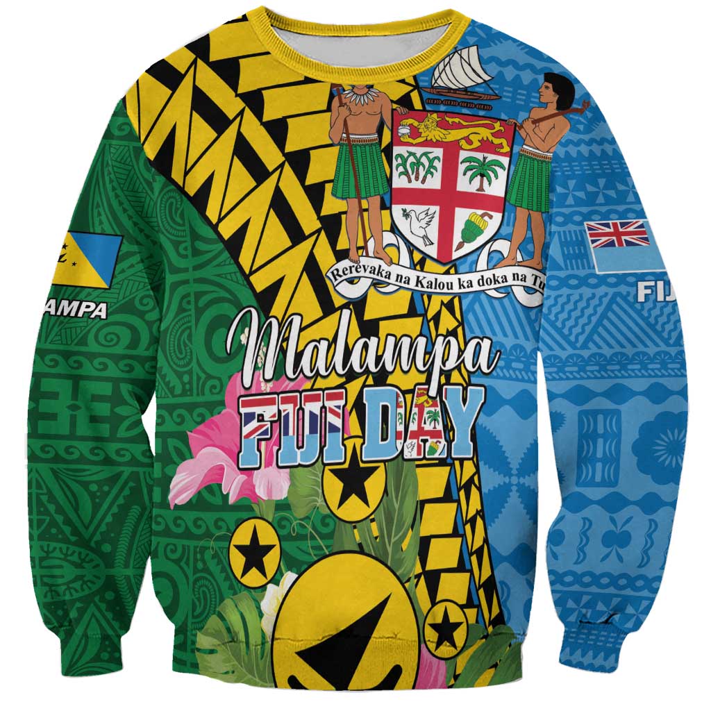 Personalised Malampa Fiji Day Sweatshirt Tropical Tapa Pattern