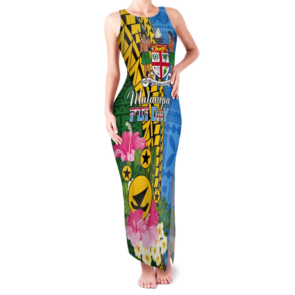 Personalised Malampa Fiji Day Tank Maxi Dress Tropical Tapa Pattern